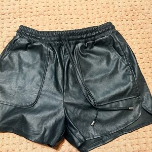 Vici Black High Waist Leather Shorts